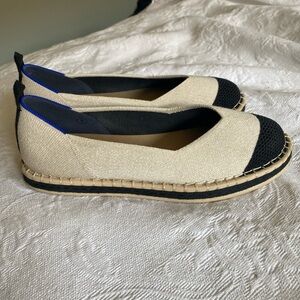 Rothy’s Cream and Black Espadrille Slip-On